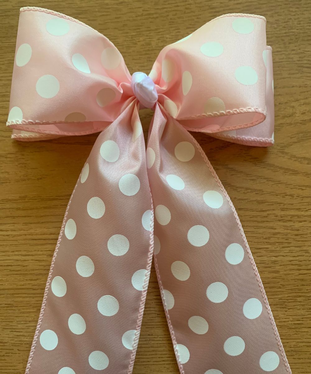 Handmade Polka Dot Hair Bow - Large Bow with White Polka Dots, Perfect for Cheer, Dance, or Everyday Wear