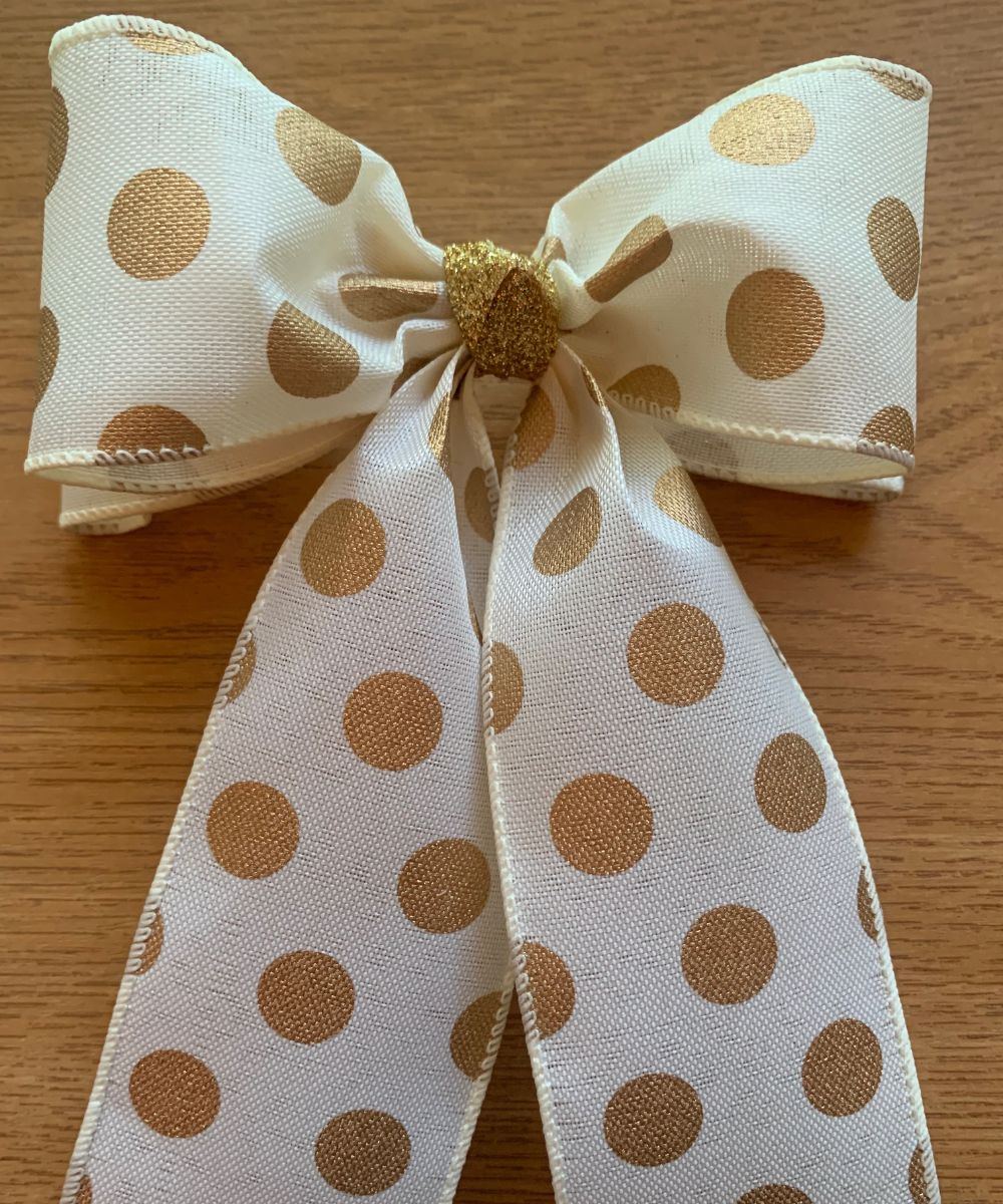 Handmade Polka Dot Hair Bow - Large Bow with White Polka Dots, Perfect for Cheer, Dance, or Everyday Wear