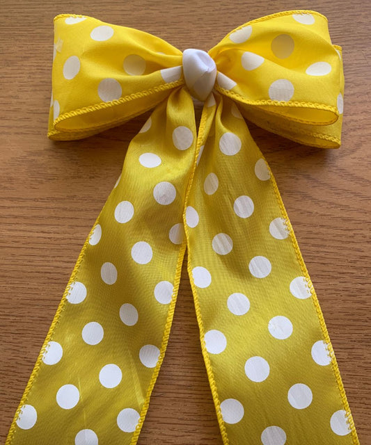 Handmade Polka Dot Hair Bow - Large Bow with White Polka Dots, Perfect for Cheer, Dance, or Everyday Wear