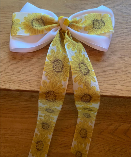 Sunflower Delight Hair Bow – Handmade, Double-Layered Bow with Vibrant Floral Print